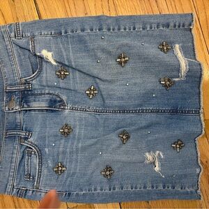 LOFT Blue Embellished Mini Skirt
